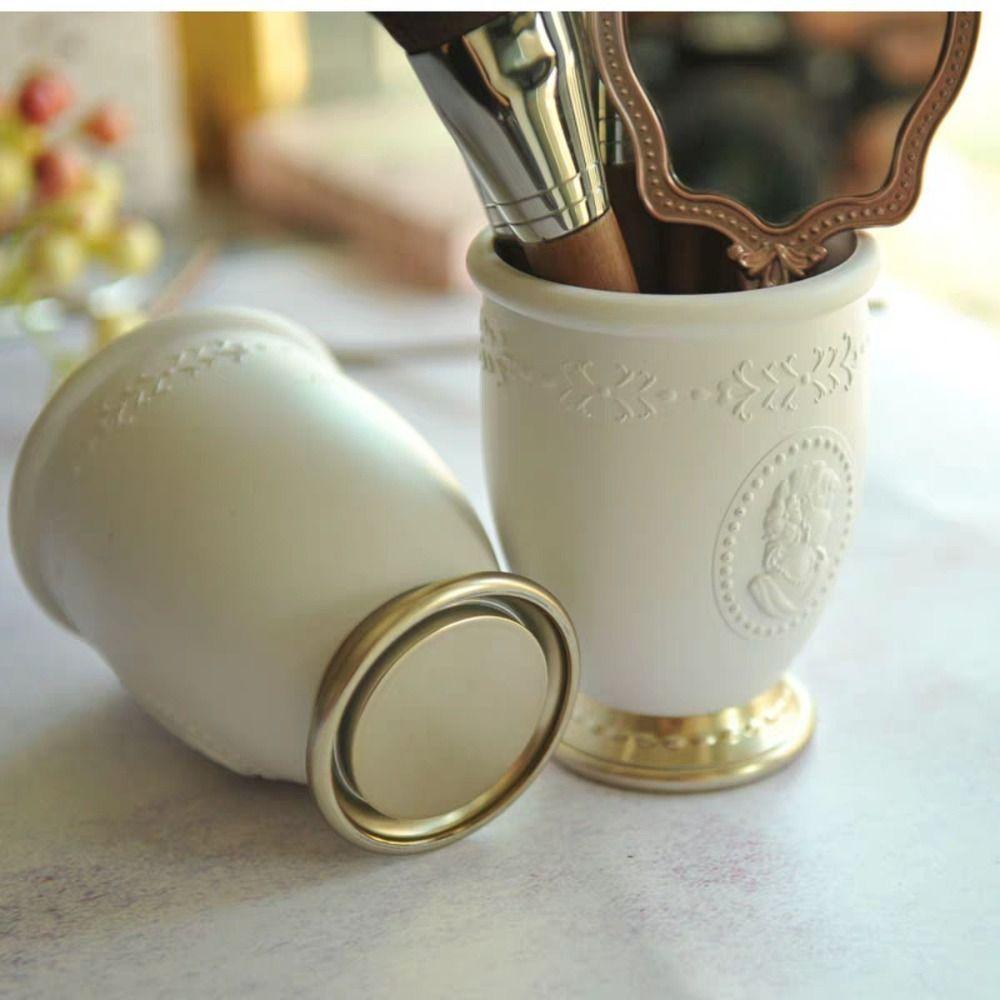 Embossed Portrait Makeup Brush Holder Lipstick Eyebrow Pencil Storage Box Desktop Decor