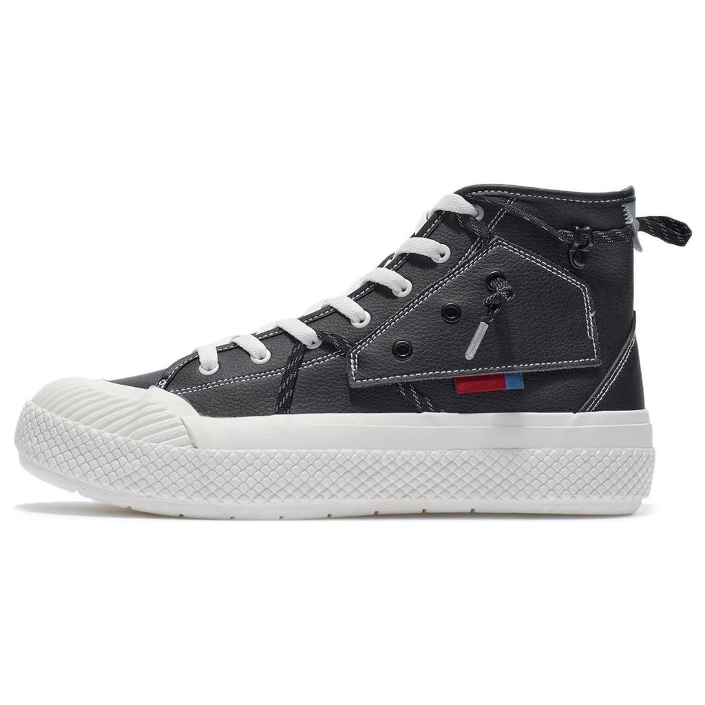 Li Ning Скользкие Устойчивые к истиранию Высокие Кеды для Скейтборда Мужские Черно-Серые AGCR239-2