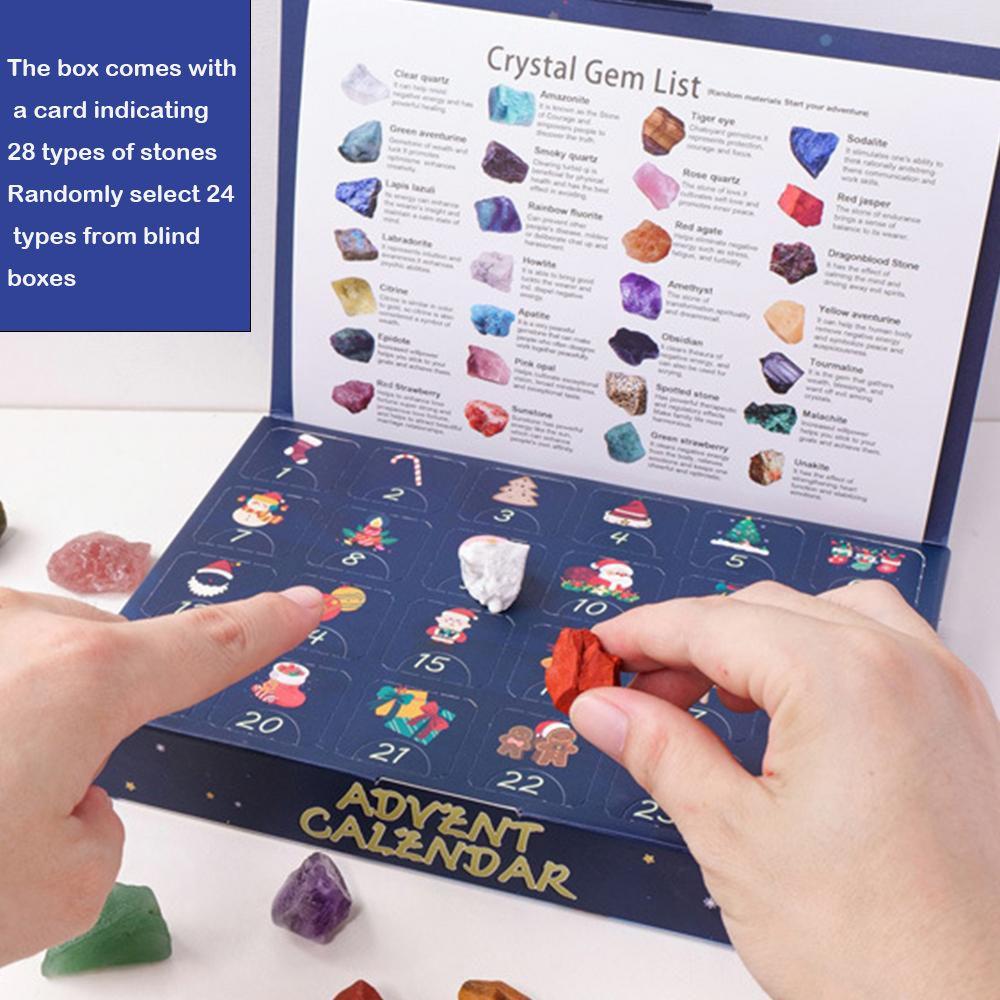 24 шт./набор красочных рождественских адвент-календарей в глухой коробке, прочный адвент-календарь с кристаллами и драгоценными камнями