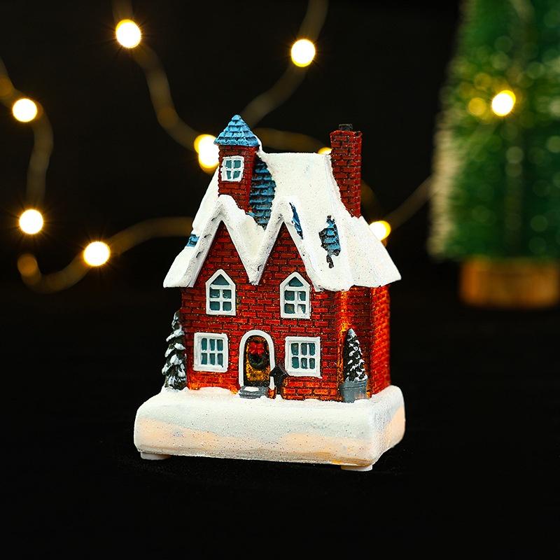 Освещение DIY Рождественский крошечный полимерный дом Деревенская миниатюрная модель Рождественские светодиодные фонари Дом Рождественский подарок