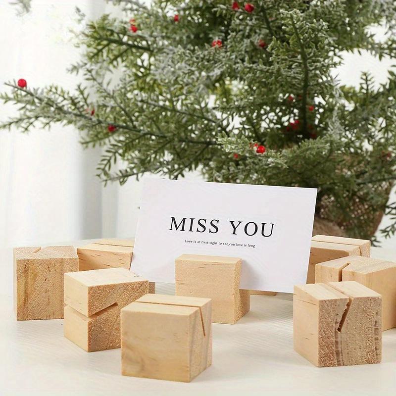 10pcs/set Wooden Business Card Holder Base, Solid Wood Desk Calendar Postcard Base, Calendar Card Note Holder, Wooden Product