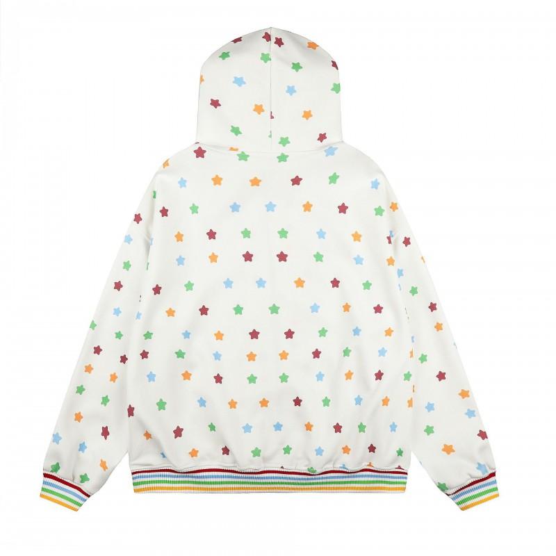 Unisex Vintage Streetwear Hooded Sweatshirt With Colorful Star Print Loose Fit Long Sleeve Pullover