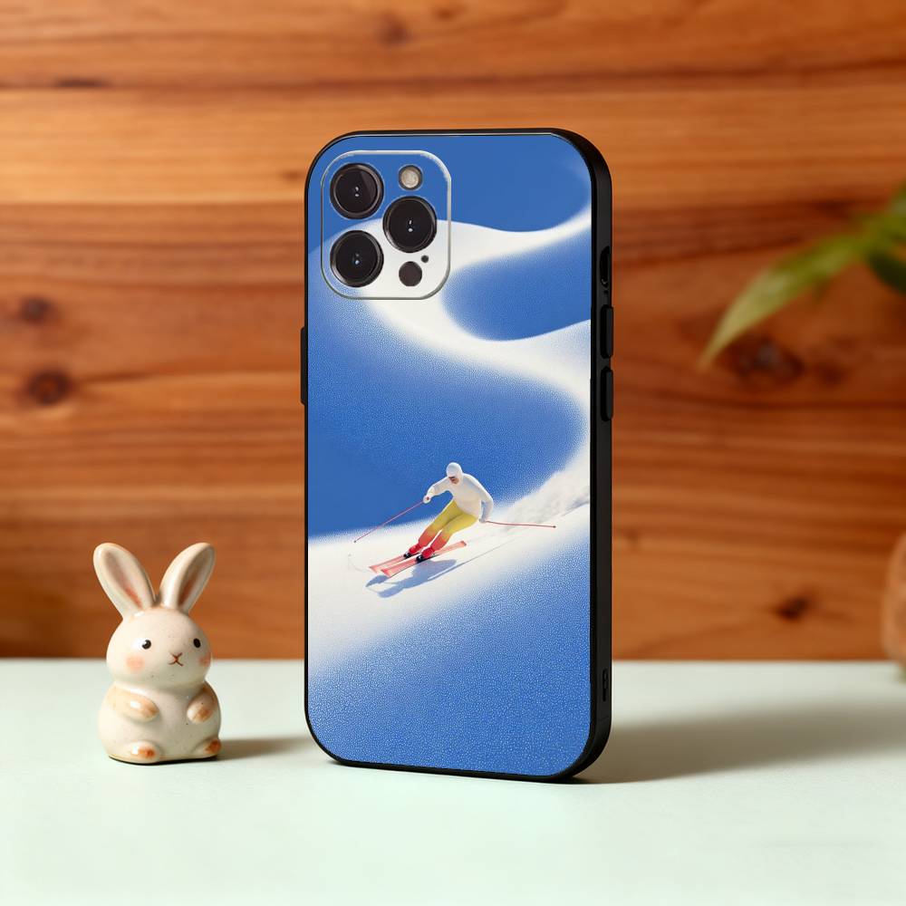 Крутой чехол для телефона S-Skiing для iPhone17,16,15,14,13,12 Plus, Pro Max, XS, 5G, мягкий силиконовый, черный