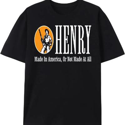Графическая футболка Henry Made in America Rifle - Патриотичный дизайн со слоганом - Мужская черная футболка