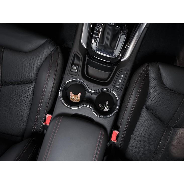 WIRESTER, Orange Tabby Kitten Cat, Black White Tuxedo Cat Design Absorbent Round Fabric Felt Neoprene Car Coasters for Drinks (2.87 inches), 2pcs Set