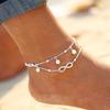 Boho Beach Sandal Barefoot Infinity Charm Bead Ankle Bracelet 2 Layers Anklet