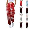 Women's Casual Fashion Christmas Printed Casual Pants Sweatpants Long Pants Drawstring Elastic Waist Cuff Pants