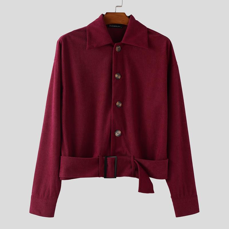 INCERUN Autumn Men Lapel Neck Long Sleeve Corduroy Casual Short Jackets Coats