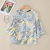 Holiday Casual Floral Print 3/4 Sleeve Blouse