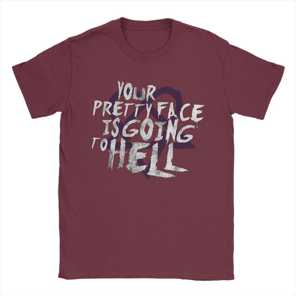 Футболки Him Band Your Pretty Face Is Going To Hell для мужчин, винтажные футболки из чистого хлопка, футболки с коротким рукавом, одежда с принтом