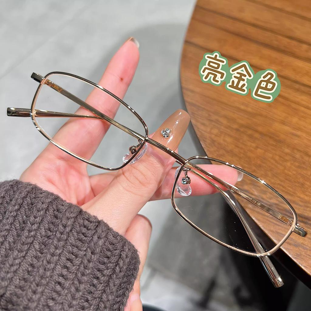 Винтажные очки Y2K Металлическая оправа Полуободковые Без линз Шикарные очки для девочек для косплея, вечеринки, украшения, Металлические очки для фотографии