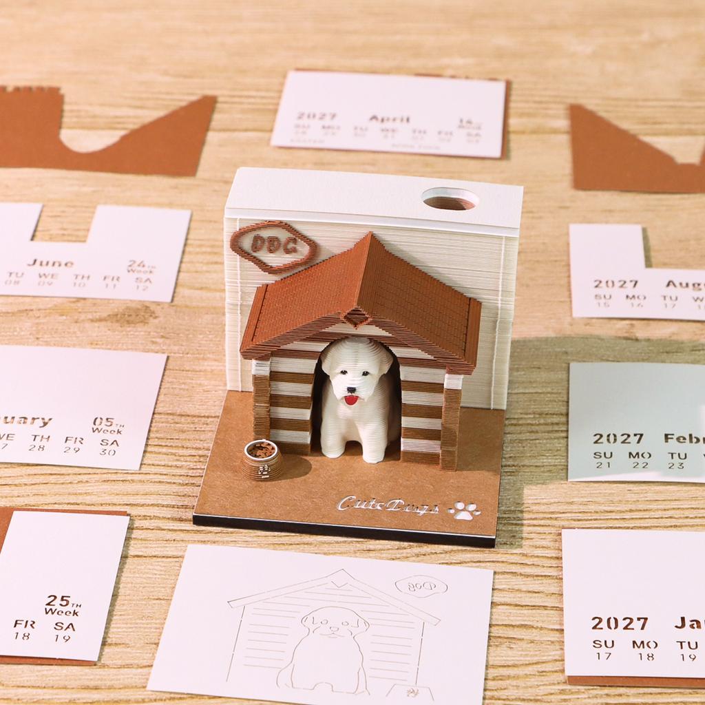 Cute Puppy Dog House 3D Memo Pad Creative Animal Sticky Notes Paper Sculpture Desk Decoration Pet Lover Gift Notes Paper