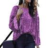 Women Top Pullover Sequined Stitching Women Ladies Spring Glitter Blouse for Daily Wear