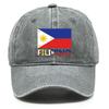 Flag of Filipino Print Adjustable Baseball Hat, Patriotic Flat Cap Trendy Slouchy Sun Visor Raw Brim Snapback Baseball Cap