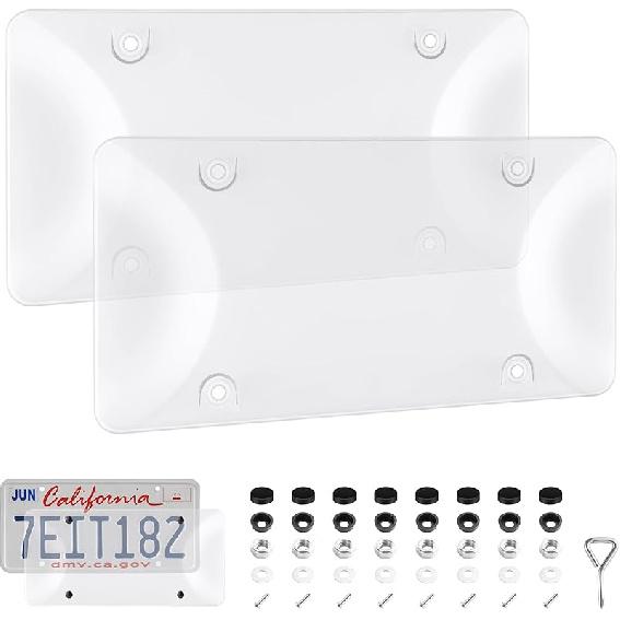 Alpmosn License Plate Frames With Screw Washers And Cap, Car Exterior Accessories Black (2-Pack)