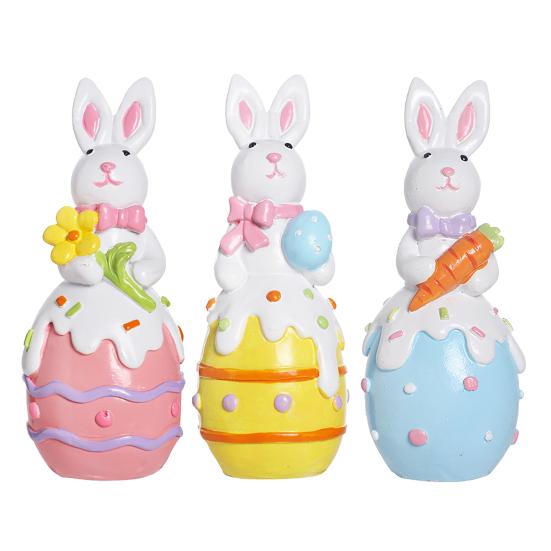 Пасхальное Красочное Яйцо Фигурка Кролика Расписанная Вручную Цветок Морковь Яйцо Статуэтка Кролика Декоративная Скульптура Животного Весеннее Украшение для Пасхальной Вечеринки