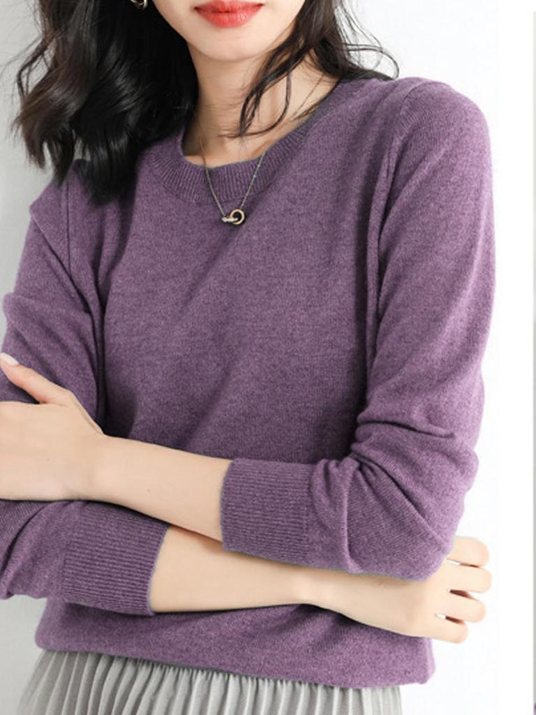 Мягкий на ощупь мягкий круглый длинный рукав свободный повседневный маленький акула вокруг корейский [Luxe Relax] женский трикотаж, пуловер, осень, шея, топ, дизайн, мода, одежда,