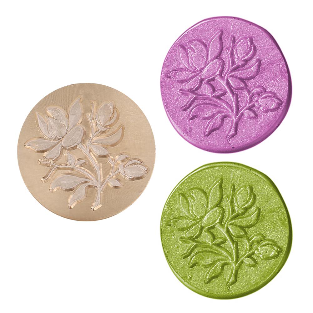 Специальный штамп для замены головы, винтажная огненная краска, растительный цветок, круглый сургуч для приглашений, скрапбукинга