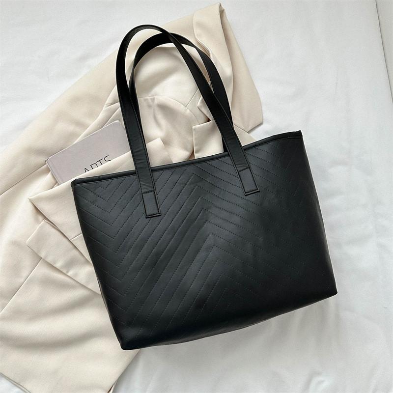Trendy Simple Design Pu Tote Bag For Women Spacious Everyday Shoulder Bag