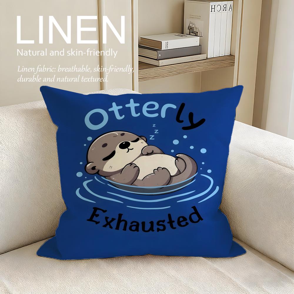 Cute Otter Moonlight Cushion Cover Pillowcase Set Pcs x x Breathable Washable Sofa Cushion Cover