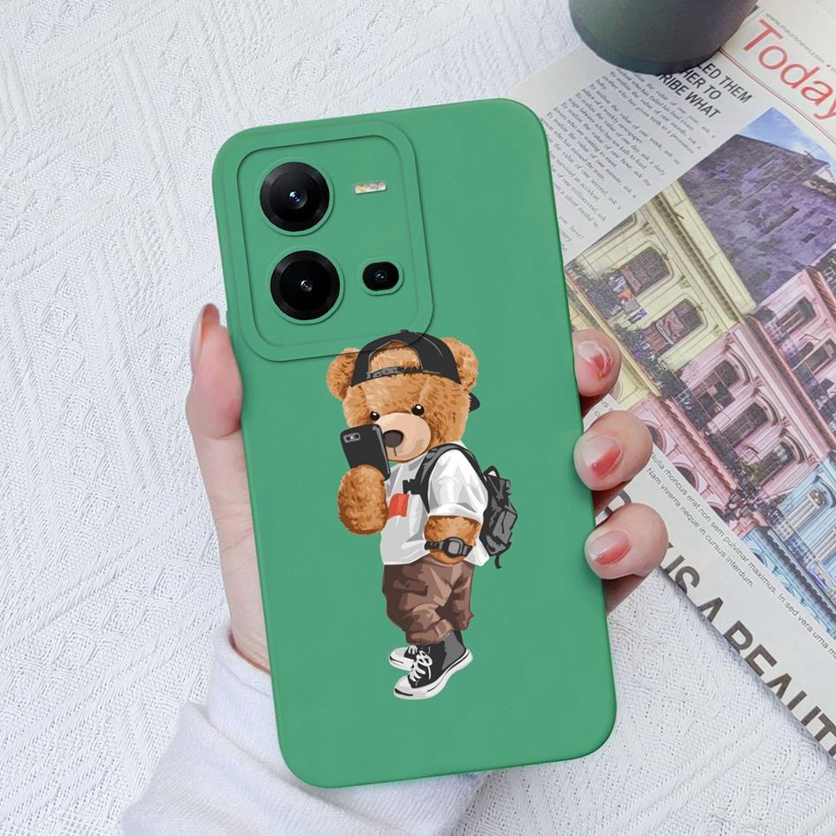 Чехол для телефона Vivo V19 Neo Z1 Z3X Z5X V21E V23E V25E V27 Pro V20SE V9 Противоударный защитный мягкий силиконовый чехол с милым медведем для бампера Vivo