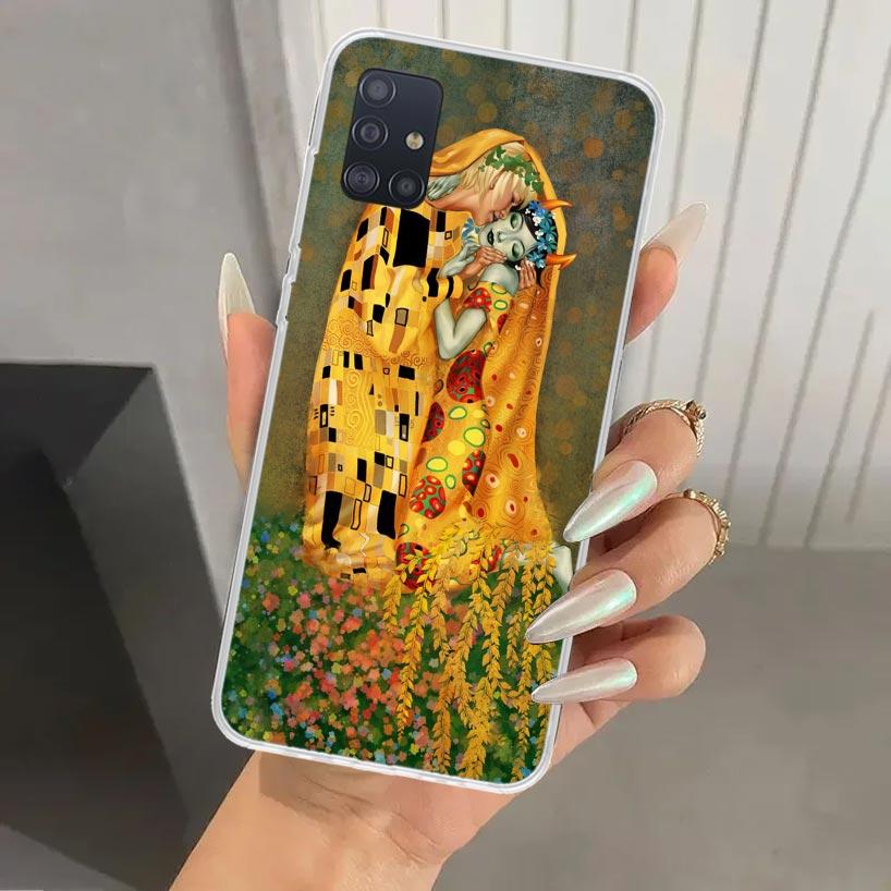 Чехол для телефона с дизайном «Поцелуй» Густава Климта для Samsung Galaxy A52 A32 A22 A12 A02S A50S A30S A10S Note 20 Ultra 10 Plus S10 A31 A20 A