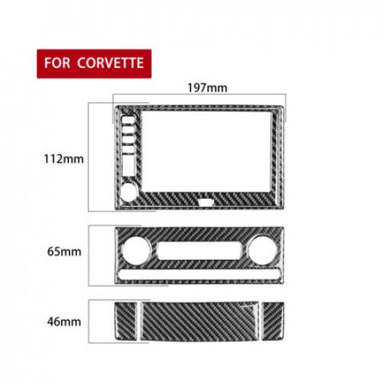 6Pcs For Chevrolet Corvette C6 2005-07 Carbon Fiber Central Console Cover Trim