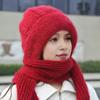 Женская зимняя шапка Yousheng со встроенным длинным шарфом, толстая теплая трикотажная ветрозащитная высокоэластичная кепка с полной защитой для путешествий на открытом воздухе в холодную погоду