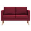 2 Piece Fabric Sofa Set in Wine Red
