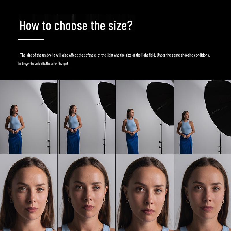 Godox UB Parabolic Reflector Umbrella: Large, Portable, Multifunctional Light for Studio and Outdoor Photography.