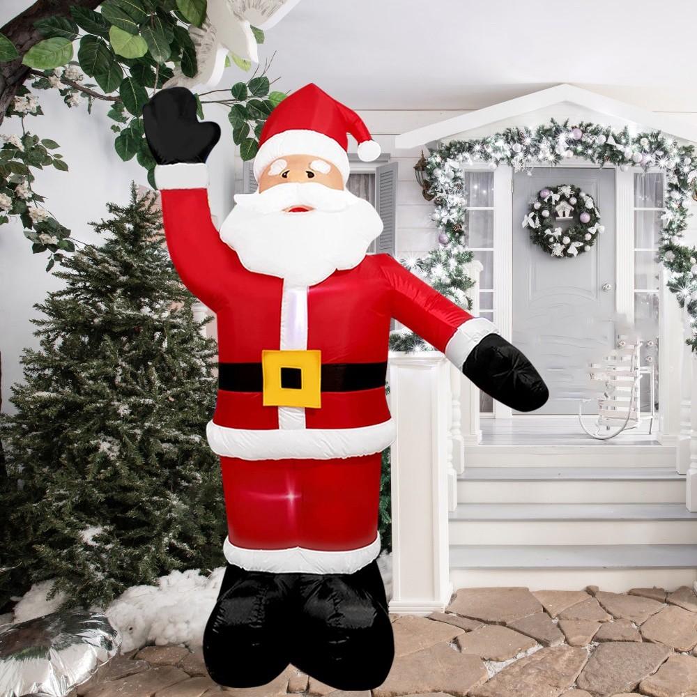 2,4 М Christmas Надувной Дед Мороз Украшение для Двора С Подсветкой Надувное Рождественское Украшение для Сада Газона Принадлежности