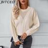 Solid Color Openwork Pullover Sweater for Women Autumn/Winter Vintage Twisted Knot Knitwear