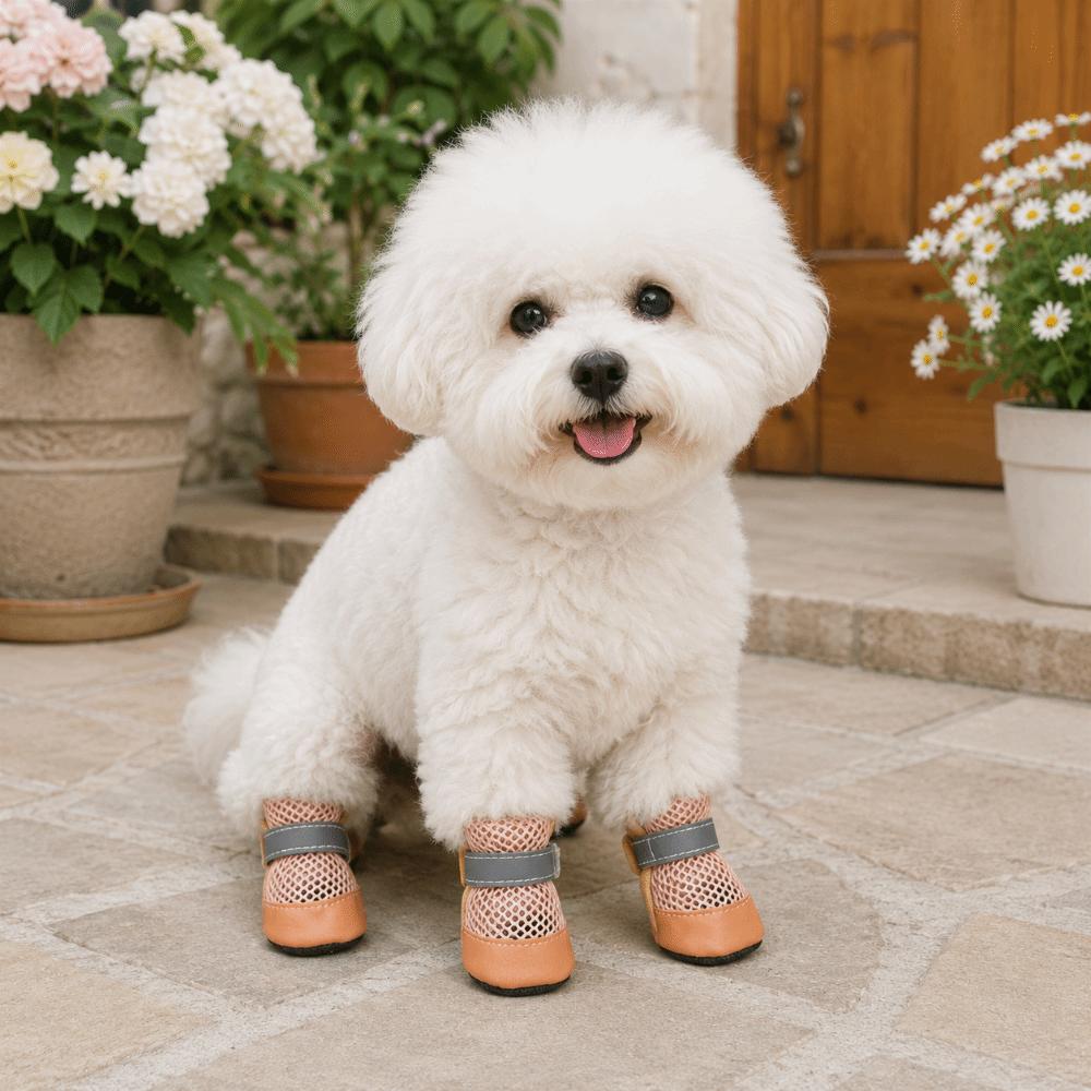 4PCS/SET Non-Slip Pet Mesh Shoes Wear-Resistant Pet Paw Protector Pet Footwear Outdoor Use