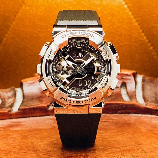 Casio Мужские часы G-SHOCK из нержавеющей стали, водонепроницаемость 200 м, аналоговые, ударопрочные, кварцевые, GM-110-1A