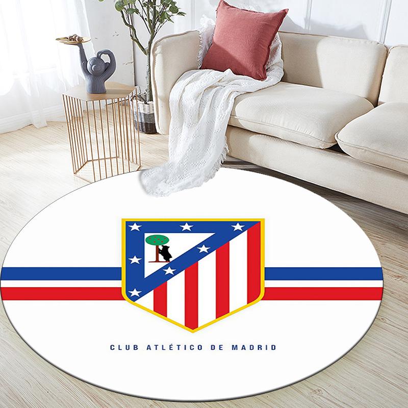 Club Atletico de Madrid Round Area Rug,Carpet Rug for Living Room Bedroom Sofa Playroom Decor,Non-slip Floor Mat