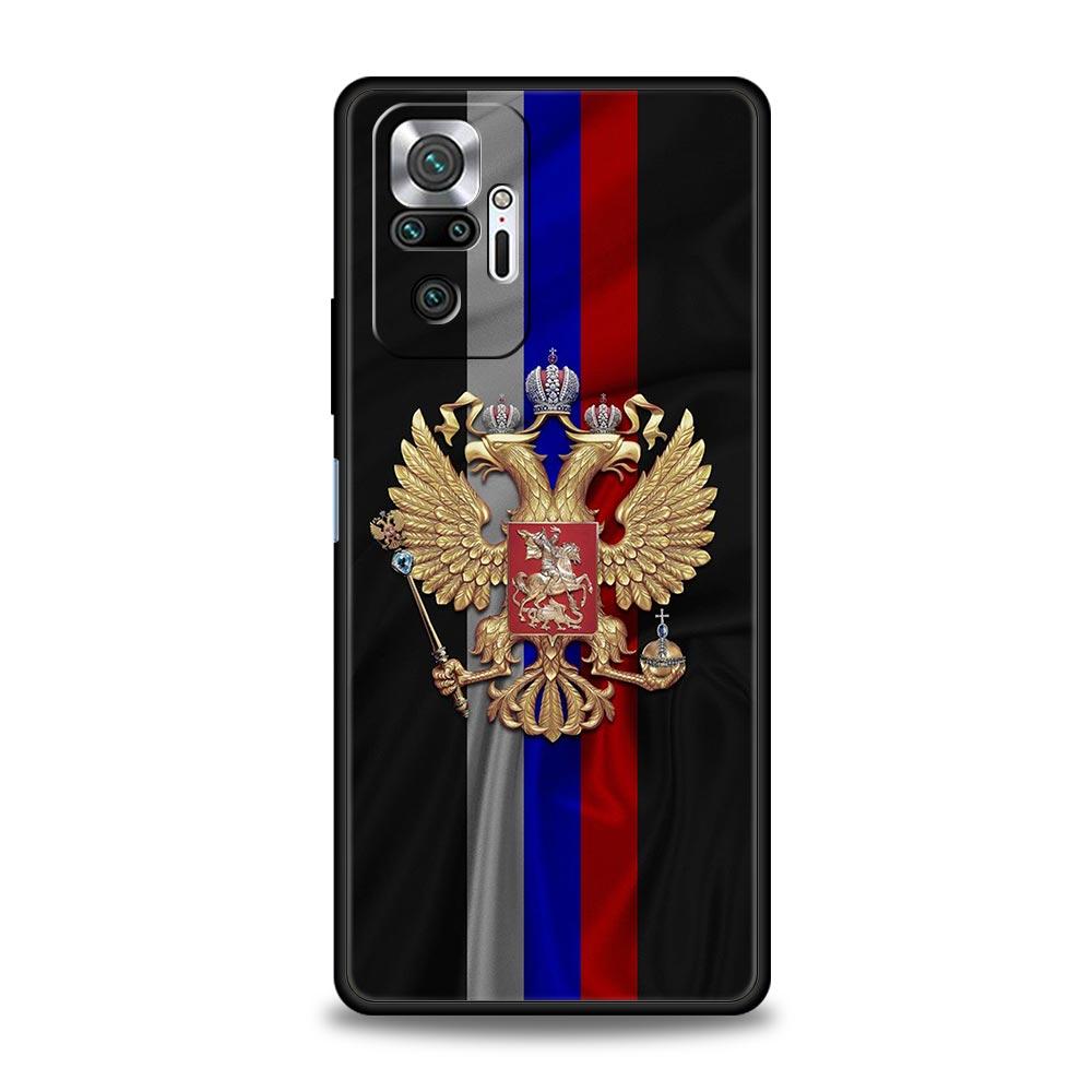 Россия Русские Флаги Герб Чехол для Телефона Для Xiaomi Redmi Note 14 13 5G 10 11 12 Pro Plus 4G 14C 13C 12C 10C Черная Крышка