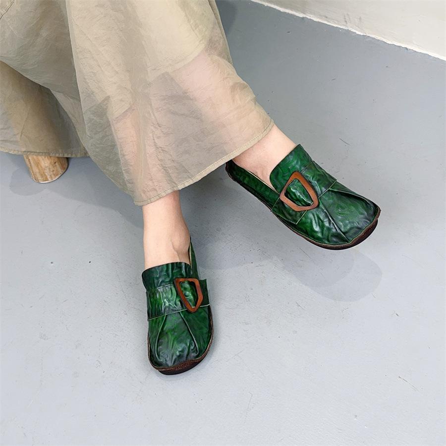 Johnature Универсальные туфли на плоской подошве из натуральной кожи в стиле ретро, однотонные, с мелкой мягкой подошвой, женские туфли без застежек