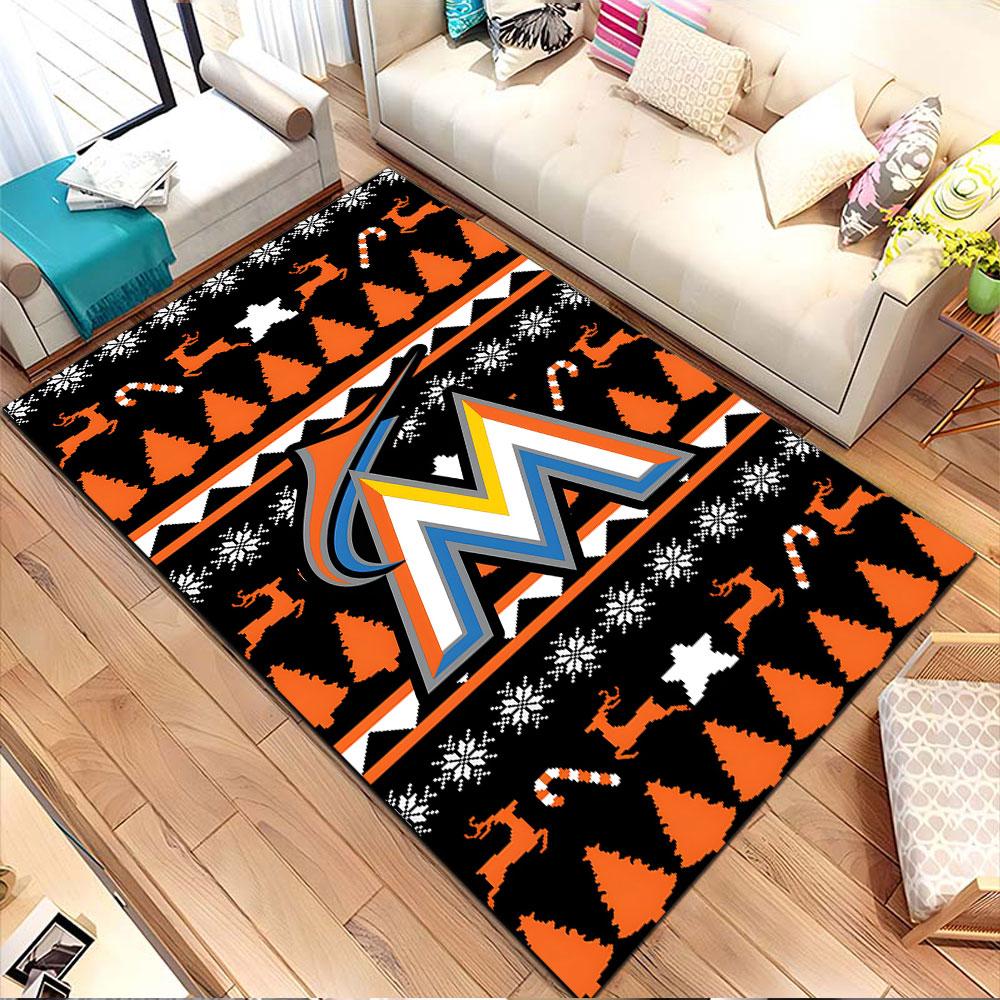 Festive Miami-Themed Pattern Rug Patterned carpet, non slip mat suitable for living room and bedroom sofas