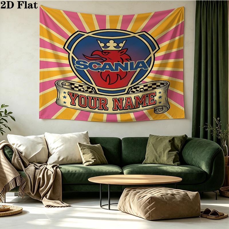 Custom Name Scania2 Printed Tapestry – Wall Hanging for Bedrooms, Dorms, and Home Decor