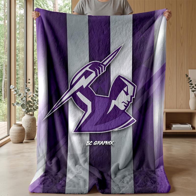 Melbourne Storm Flannel Fleece Blanket Cozy Warm Throw Blanket For Couch Bed Travel All Season Use