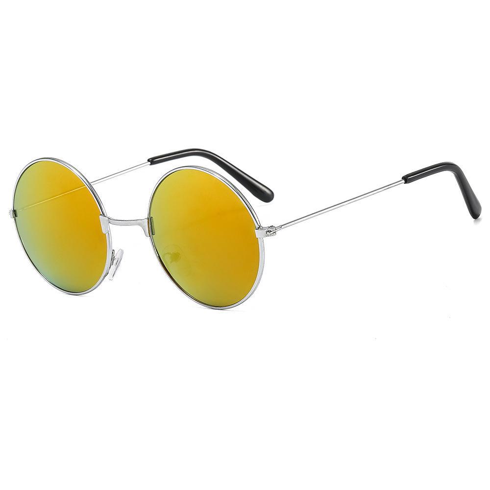 Retro Round Frame Sunglasses for Kids: Colorful Reflective Lenses for Boys, Girls, and Babies.