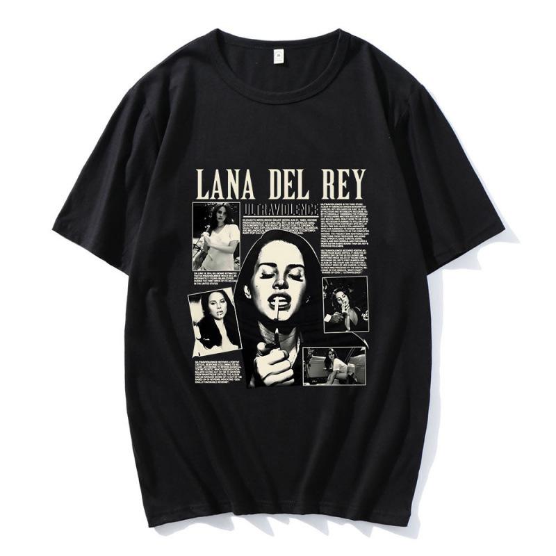 Lana Del Rey Printed Short Sleeve Unisex Cotton T-Shirt - Soft, Loose, Casual, Round Neck for Spring/Summer.