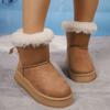 Fashion Winter New Flat Cotton Boots Women's Round Head Suede Sleeve Butterfly Knot Non-slip Comfortable Short Snow Boots