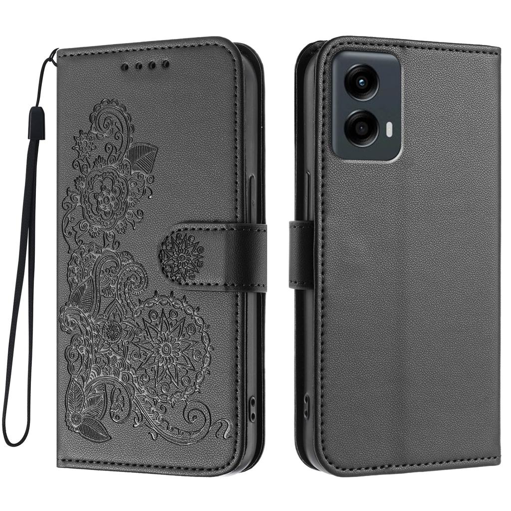 For Motorola Moto G Play 5G (2024)/Motorola Moto G 5G (2024) Phone Cases Mandala Flower Leather Wallet Mobile Cover with Strap