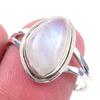 Natural Rainbow Moonstone Gemstone Handmade 925 Solid Silver Ring Size 8 B9B34