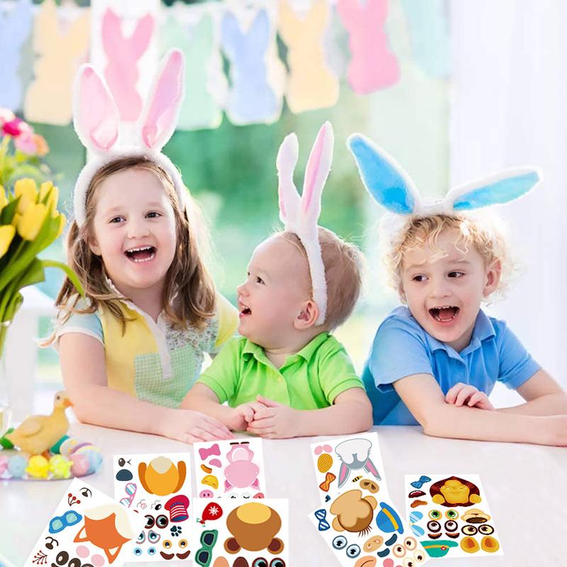 36/48pcs Children Face Changing Sticker Toy Cartoon Animal Stickers Reusable Waterproof Parent Child Interactive Toys TMZ