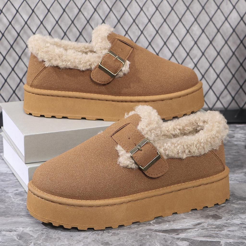 Plus Size 36-44 Shoes for Women Winter Plush Warm Retro Cotton Shoes Flat Platform Ankle Short Boots Comfortable Botas De Mujer
