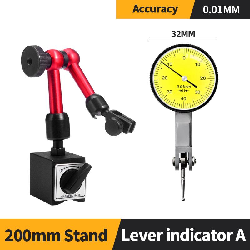 Индикатор циферблатный рычажный Kerseo 0-0,8 мм с измерительными зондами механический измерительный инструмент 0,01 мм индикаторы для проверки циферблата