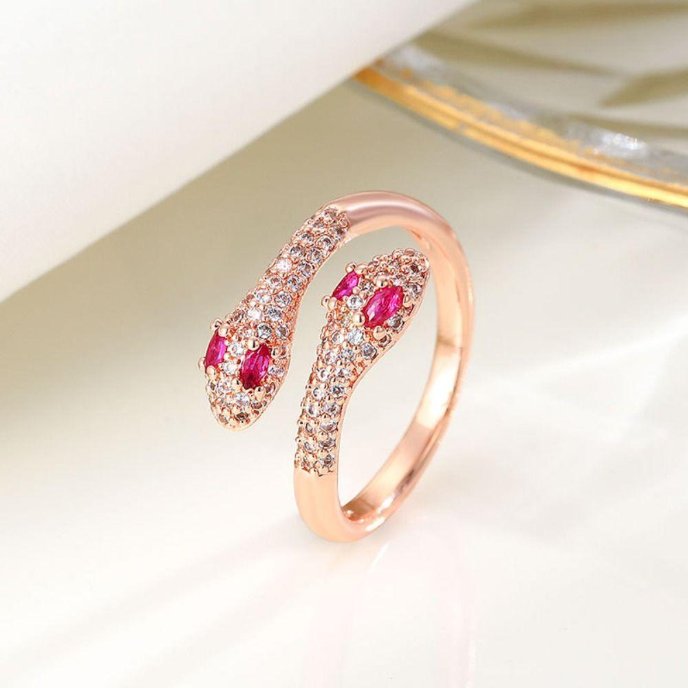 Медные винтажные кольца в форме змеи, кольцо в форме змеи с цирконом 2024 года, кольца с цирконом для женщин