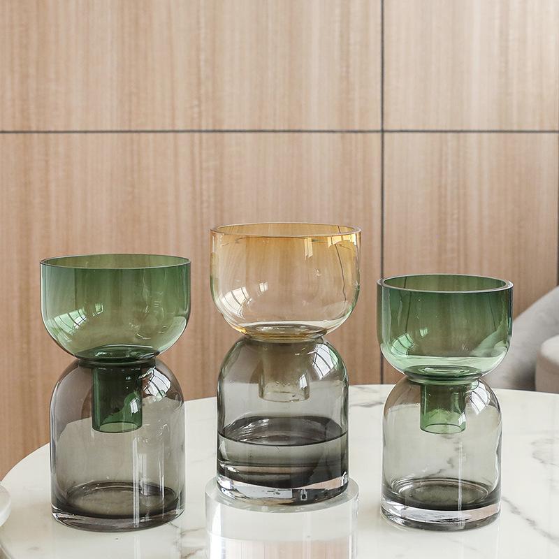 Стеклянная ваза Прозрачная Цветная Двухслойная Цветочная Композиция Цветочная Композиция Гидропоника Террариум Домашнее Украшение